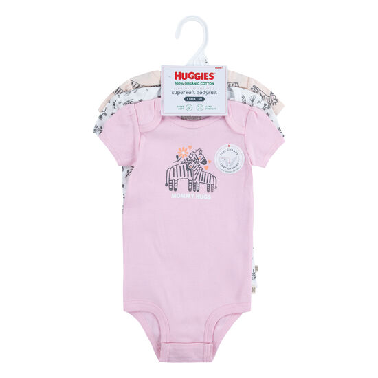 Pack de 3 Bodies Niña Zebra Rosada 6m